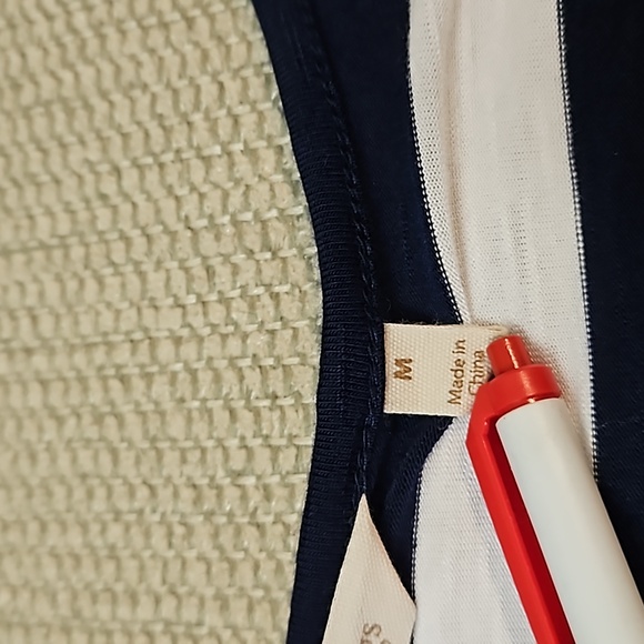 Soft Surroundings Adrift Top Women's M Navy White Stripes Tie Sleeves Nautical - Picture 7 of 11